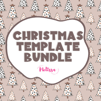 Preview of Christmas Cow Print Tree Google Template Bundle