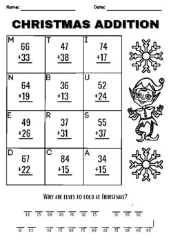 Christmas Crack The Riddle - 2 Digit Addition and Subtraction Activity