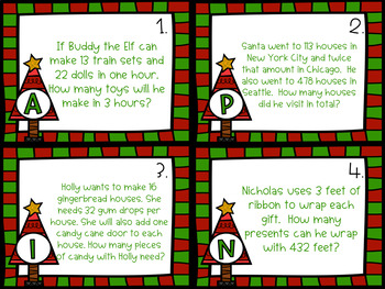 Christmas Crack the Code Math Task Cards by Love Mrs Liebscher | TPT