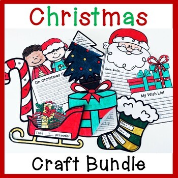 Preview of Christmas Writing Crafts and Christmas Math Crafts Bundle