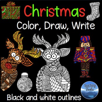 Preview of Christmas Craft and Writing Paper | Fun Christmas Coloring Pages
