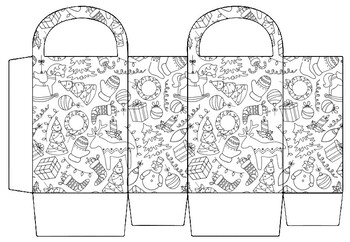 Christmas Craft, Gift Basket Coloring Pages, Christmas Basket Templates