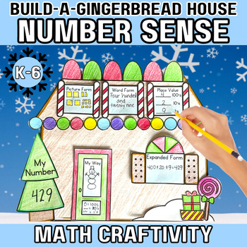 Preview of Christmas Craft | Gingerbread House Number Sense | Holiday Math Craft | K-6