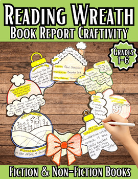 Preview of Christmas Craft | Reading Wreath Book Report for Fiction/Non-Fiction Books | K-6