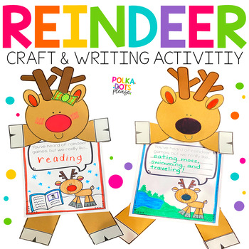 Preview of Christmas Craft | Reindeer Writing Activity | December Bulletin Board Idea