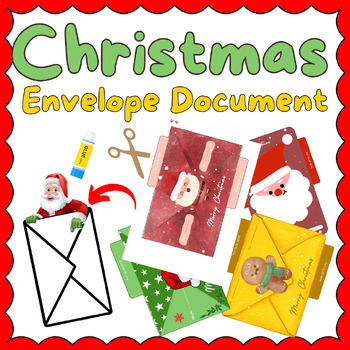 Preview of Christmas Craft Santa Claus Reindeer Ready To Cut Envelope Document Gift Letter