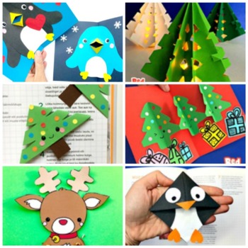 Preview of Christmas Crafts Activities - Bookmarks, Pop Up Cards, Paper Puppets, Origami