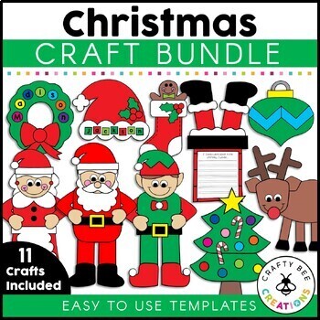 Preview of Christmas Crafts Bundle | Christmas Activities | Name Crafts | Elf | Santa