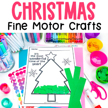 Preview of Christmas Fine Motor Craft Kindergarten + PreK Christmas Tear Art Printable