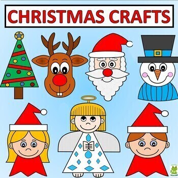 Preview of Christmas Craft Bundle/Santa/Reindeer/Girl and Boy Elves/Tree/Angel/