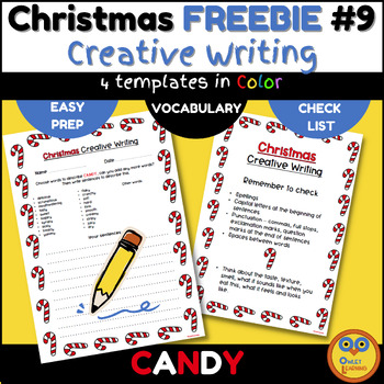 Preview of Christmas Creative Writing Freebie #9 - Templates & Prompts to write about CANDY