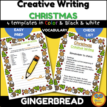 Preview of Christmas Creative Writing Prompts - GINGERBREAD - Adjectives & Descriptions