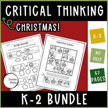 Preview of Christmas Critical Thinking BUNDLE for Kindergarten 1st and 2nd Grades