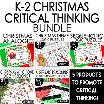 Preview of Christmas Critical Thinking Bundle | Logic | Sequencing | Math Puzzles