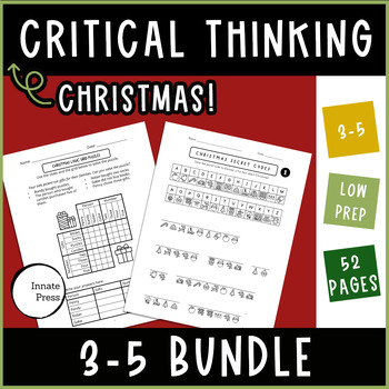 Preview of Christmas Critical Thinking Puzzle Worksheets BUNDLE for 3rd 4th and 5th Grades
