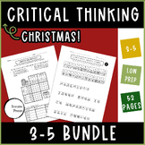 Christmas Critical Thinking Puzzle Worksheets BUNDLE for 3