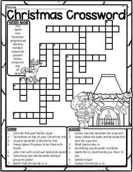 Christmas Crossword by Liddle Minds TPT