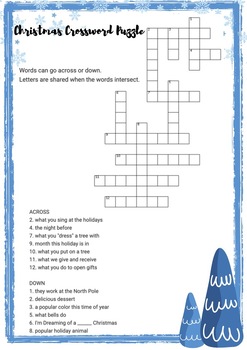 Christmas Crossword Puzzle and Key by Teach4Real TPT