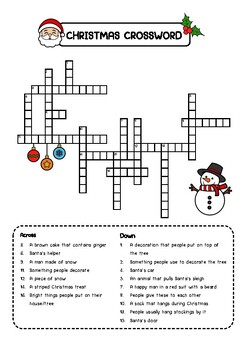 Christmas Crossword Puzzle by Learning Materials by Sapphire TPT