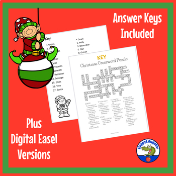 Christmas Crossword Puzzles - Fun Holiday Easel Activity Printable and ...