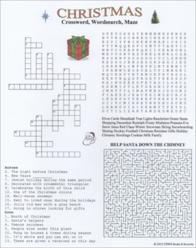 Preview of Christmas Crossword Word Search Maze
