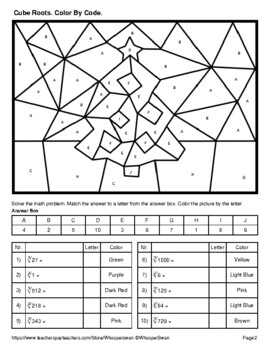Christmas: Cube Roots - Coloring Worksheets | Color by Code by WhooperSwan