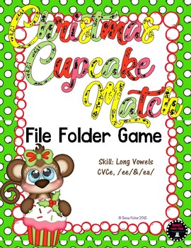 Preview of Christmas Cupcake Match Long Vowel File Folder Game First Grade