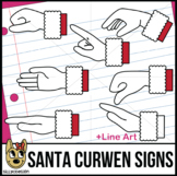 Christmas Curwen Hand SignS Clip Art: Santa Hands