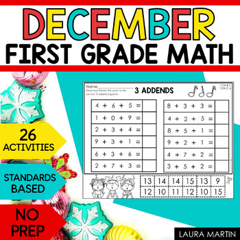 Preview of Christmas Cut and Paste Math Worksheets 1st Grade - December Morning Work