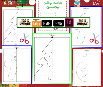 Preview of WINTER Cutting Practice Symmetry  Preschool scissor activities for Kids