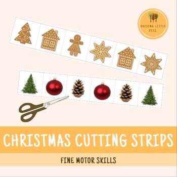Preview of Christmas Cutting Strips Free Montessori