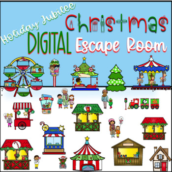 Preview of Christmas DIGITAL Escape Room NO PREP! Escape to Winter Break