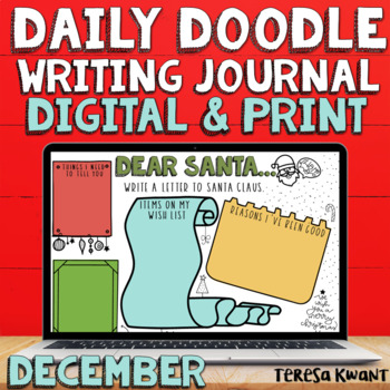 Preview of Christmas Daily Doodle Digital & Print Journal Prompts | Distance Learning