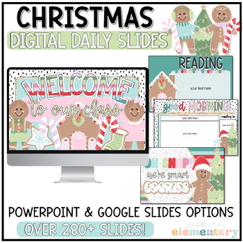 Preview of Christmas Daily Slides | Trendy Christmas | December Slides - Editable!
