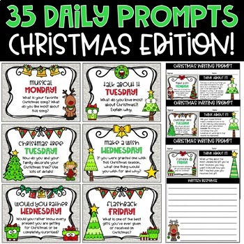 Daily Writing Prompts for Christmas by The Classroom Corner | TpT