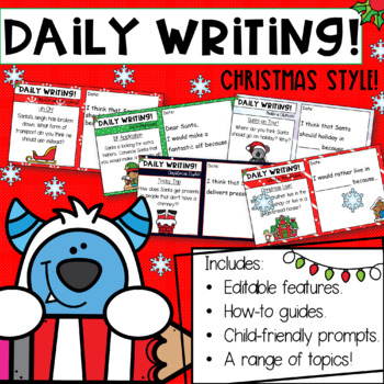 Preview of Christmas Daily Writing Prompts | Editable Features | Australian Curriculum