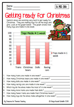 Christmas Math Data and Graph Worksheets Grade 3 | TpT