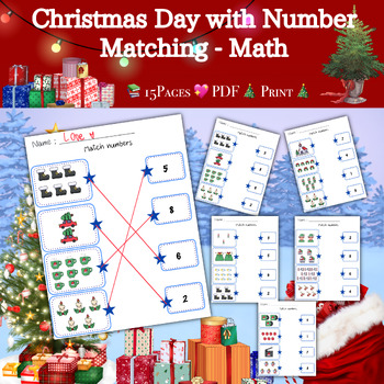 Preview of Christmas Day with Number Matching - Math