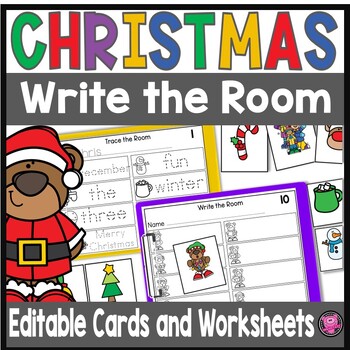 Preview of Christmas December EDITABLE Write the Room Activities -Christmas Writing 