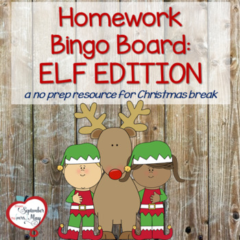 Preview of Christmas, December Homework Bingo Board: Elf Edition