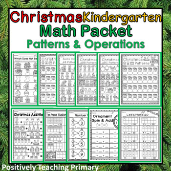 Christmas | December | Kindergarten No Prep Math Packet | TpT