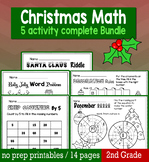 Christmas December Math for 2nd Grade - NO PREP Packet