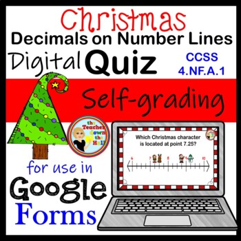 Preview of Christmas Decimals on Number Lines Google Forms Quiz