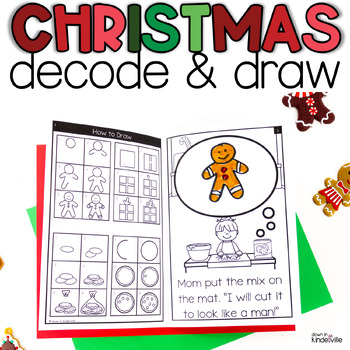 Preview of Christmas Decodable Readers CVC Words | Directed Drawing Books Phonics