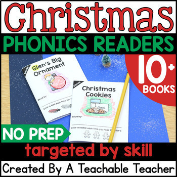 Preview of Christmas Printable Decodable Reader Kindergarten First Grade Science of Reading