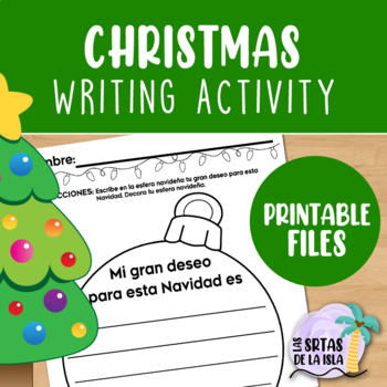 Preview of Christmas Decoration Writing Activity (English, French & Spanish)