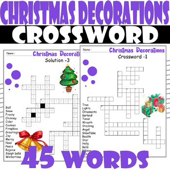 Christmas Decorations Crossword Puzzle All About Christmas Decorations