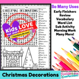 Christmas Decorations Word Search Activity : Early Finishe