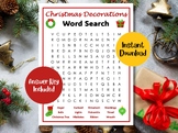 Christmas Decorations Word Search | Christmas Word Search