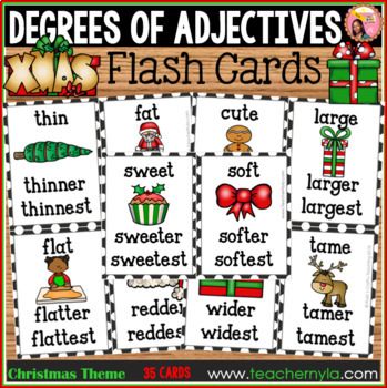 Christmas Degrees of Adjectives Flashcards - Positive Comparative ...